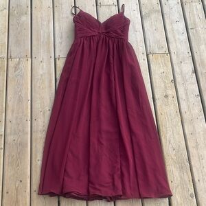 Azazie Strapless Burgundy Chiffon A-Line Dress